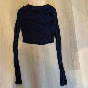 Alo Black Mesh Long Sleeve Crop Top